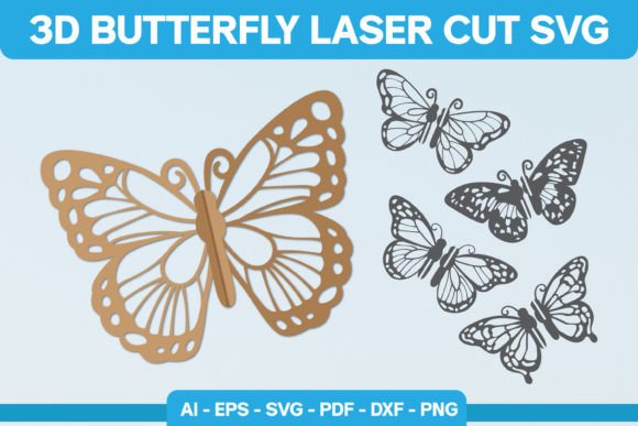3D Butterfly Laser Cut SVG for Creative Projects