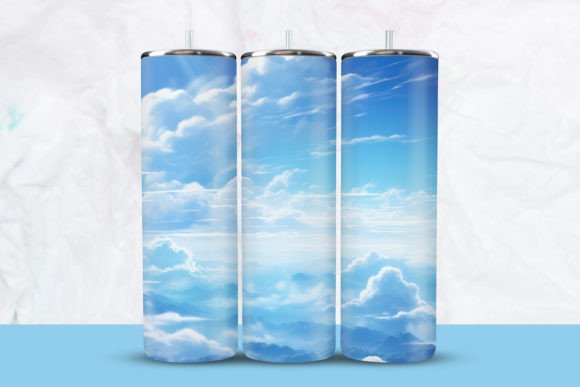 3D Cloudy Sky Tumbler Wrap – A Versatile Design for Business and Creative Use
