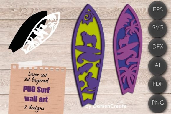 3D Layered SVG Surf Wall Art Featuring a Pug Dog: A Creative Guide for Modern Decor