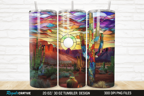 3D Stained Glass Desert Cactus Tumbler: A Unique Design for Sublimation Projects