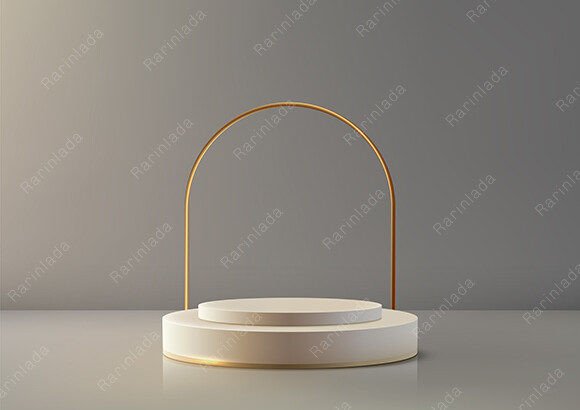 3D White Color Podium Gray Background