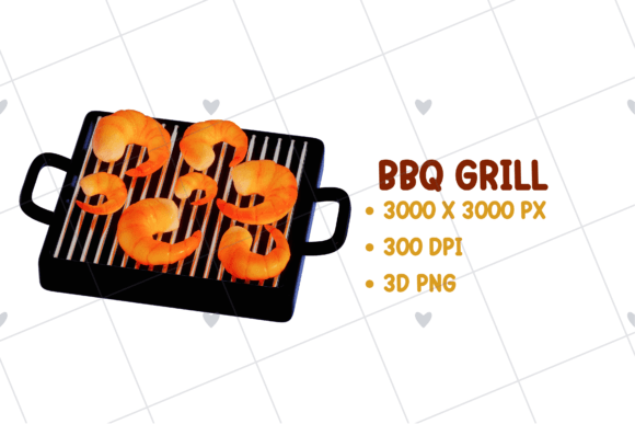 BBQ Grill – Shrimp 3D PNG Clipart: A Versatile Design Asset for Commercial Projects