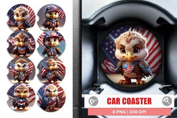 Car Coaster 3D Eagle 4th July Patriotic – A Stylish and Functional Accessory for Your Vehicle