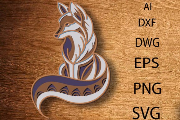 Fox Multilayer 3D SVG Fox 3D Mandala