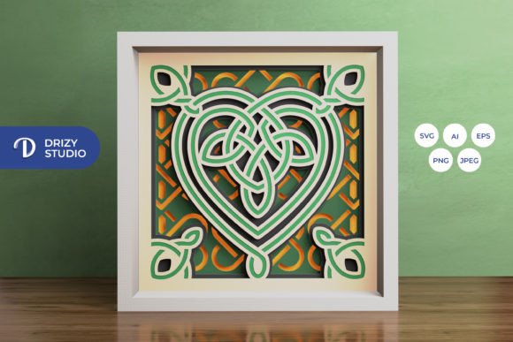 Heart Shaped Celtic Knot 3D Shadow Box