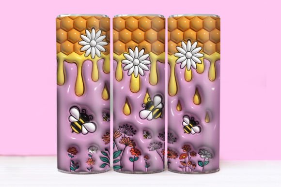 Honey Bee 20oz 3D Inflated Tumbler Wrap: A Versatile Design for Modern Creators