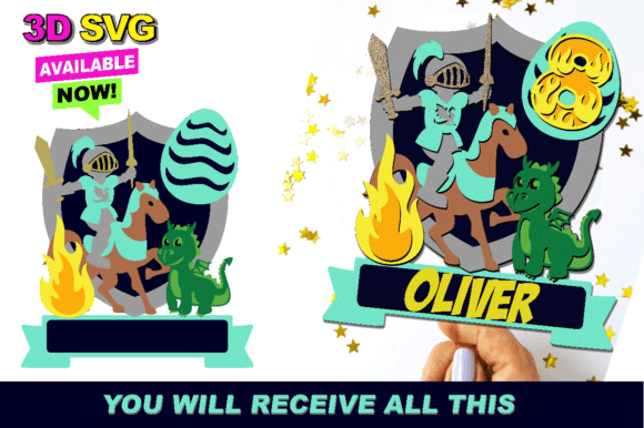 Knight and Dragon Cake Topper 3D SVG: A Creative Cut Above the Rest