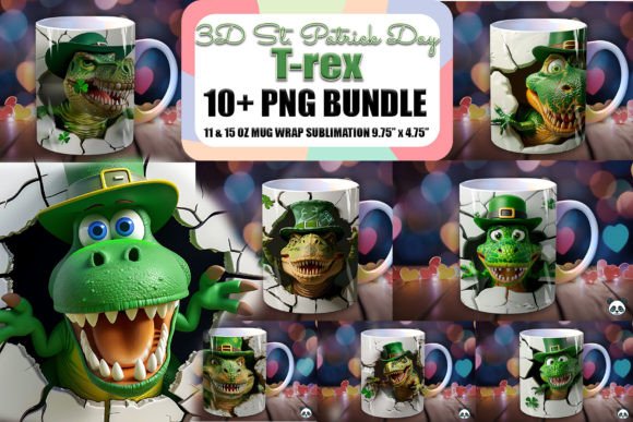 St Patrick T-Rex 3D Mug Wrap Bundle: A Creative and Practical Sublimation Design Kit