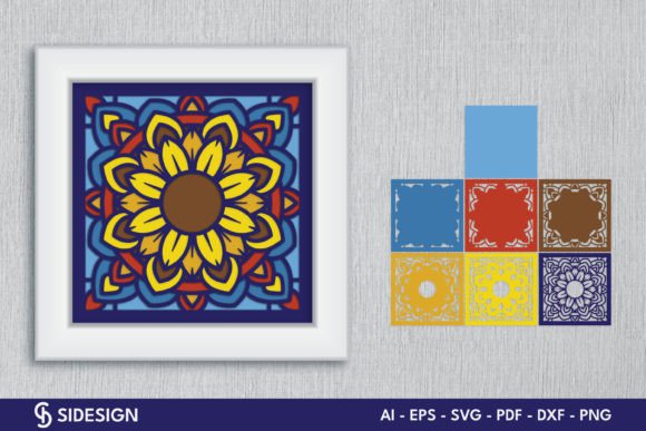 Sunflower Mandala 3D Shadow Box Design