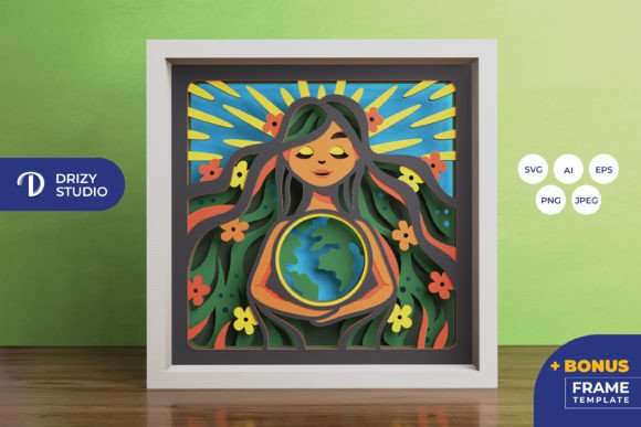 Woman Holding the Earth 3D Shadow Box: A Modern Craft Project for Earth Day and Beyond
